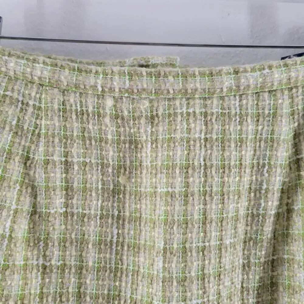 Karen Scott‎ Tweed Skirt Womens Sz 10 Boucle Green Lime